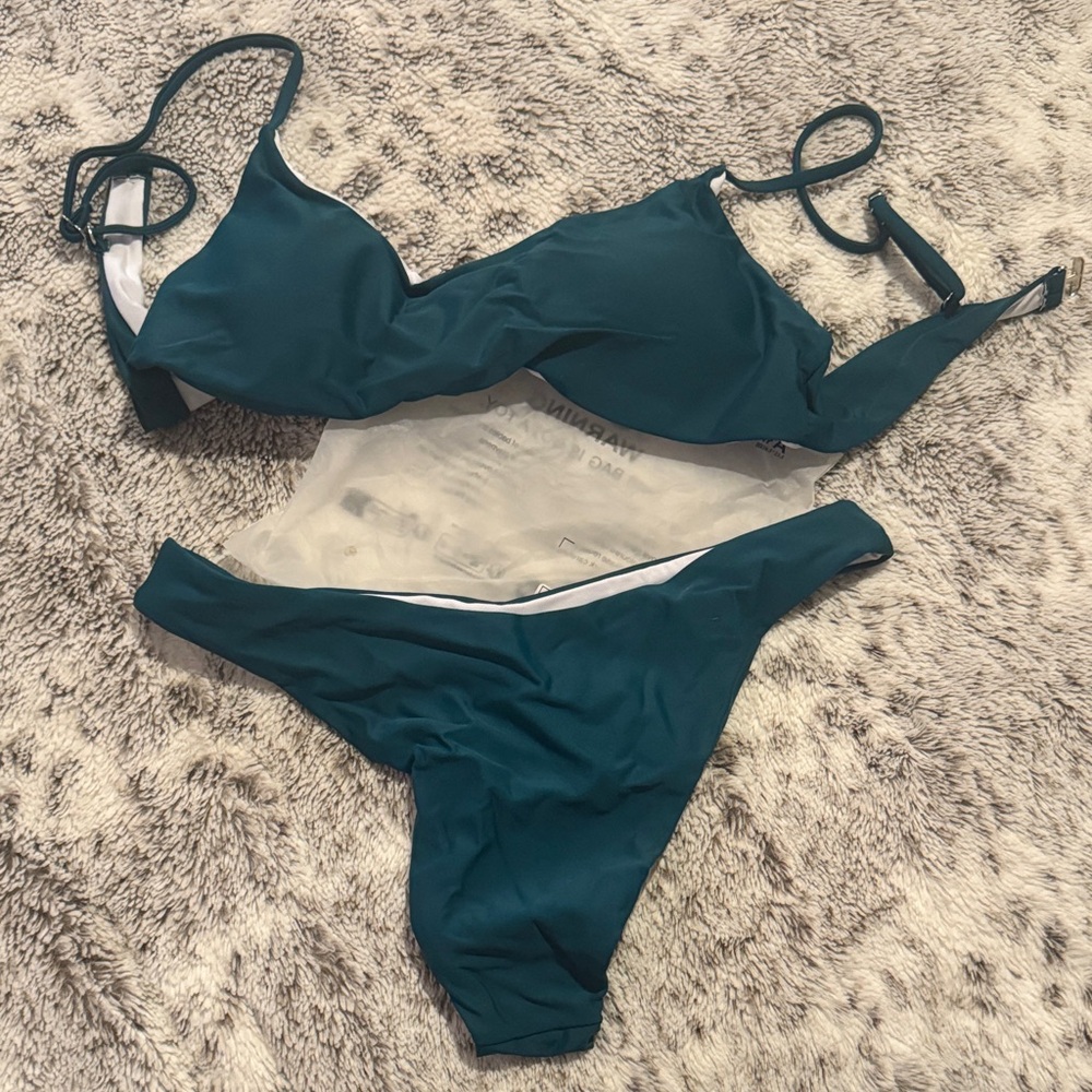 Women’s Teal Bikini Set - Solid Two-Piece Swimwear